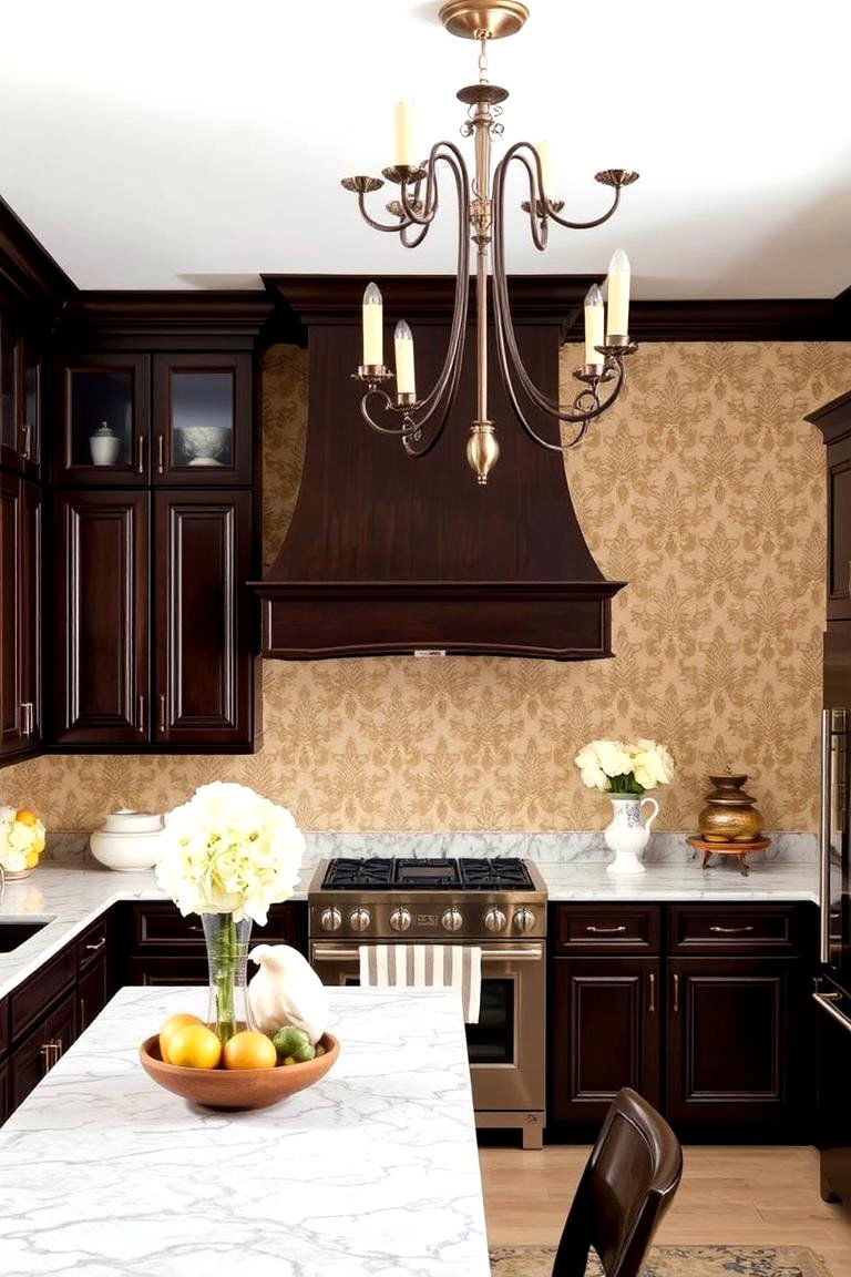 Elegant Damask Flourish - 24 Kitchen Wallpaper Ideas