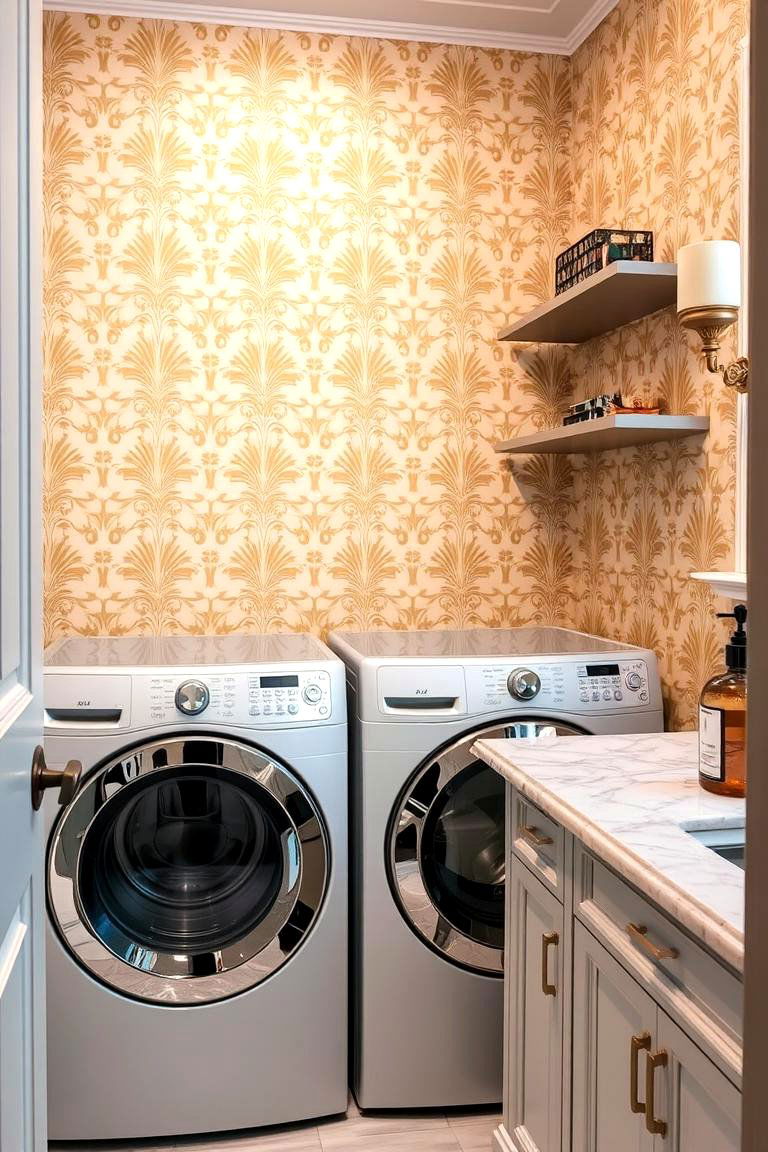 Elegant Damask Patterns - 24 Laundry Room Wallpaper Ideas