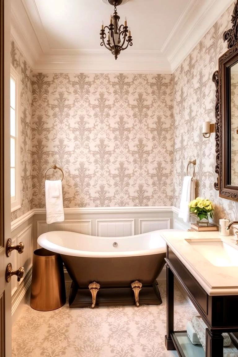 Elegant Damask Patterns - 24 Bathroom Wallpaper Ideas