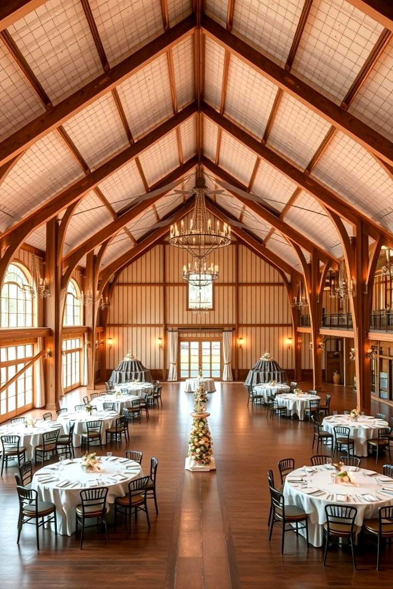 Elegant Dining Hall - 24 Pole Barn Interior Ideas