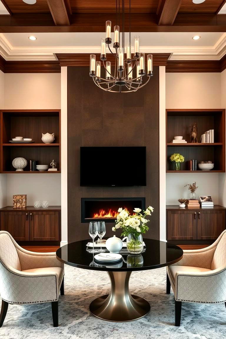 Elegant Dining with Integrated Fireplace Design - 24 Dining Room With Fireplace Ideas