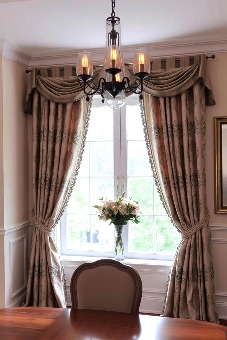 Elegant Drapery Touch - 24 Vintage Dining Room Ideas
