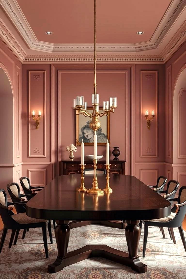 Elegant Dusty Rose Dining Room - 24 Pink Room Ideas