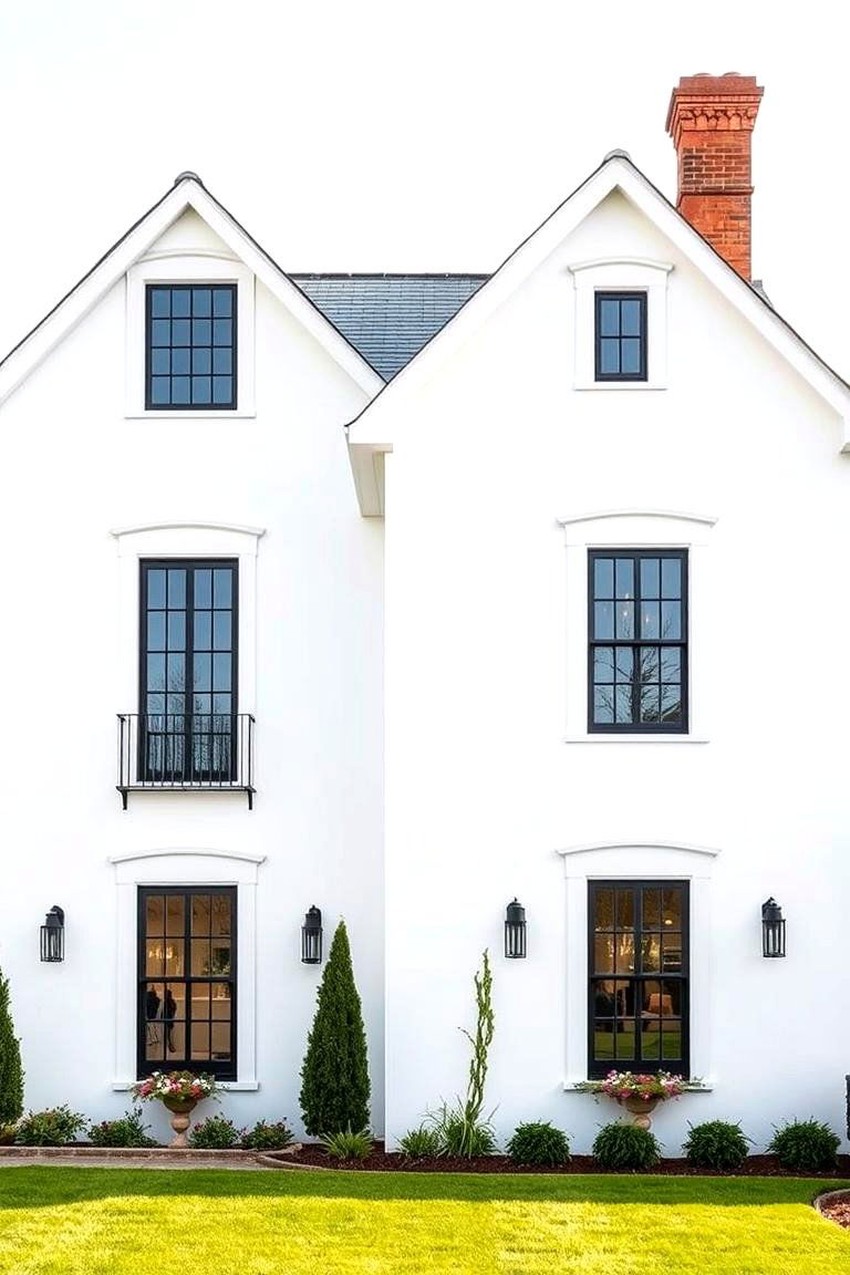 Elegant Exterior Statements - 24 White Farmhouse With Black Windows Ideas