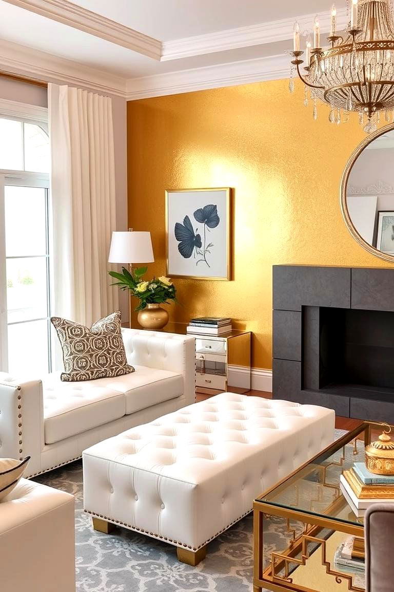 Elegant Fireplace Mantel - 24 Glam Living Room Ideas