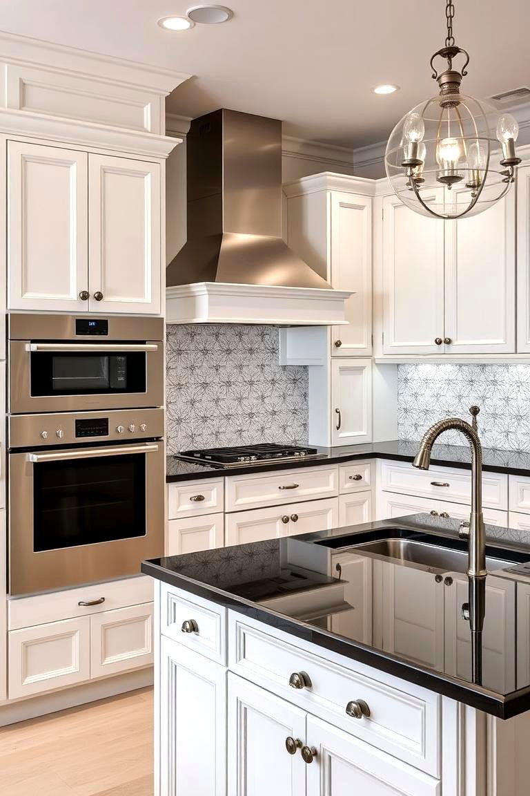 Elegant Fixtures and Functional Form - 24 white kitchen with black countertops ideas