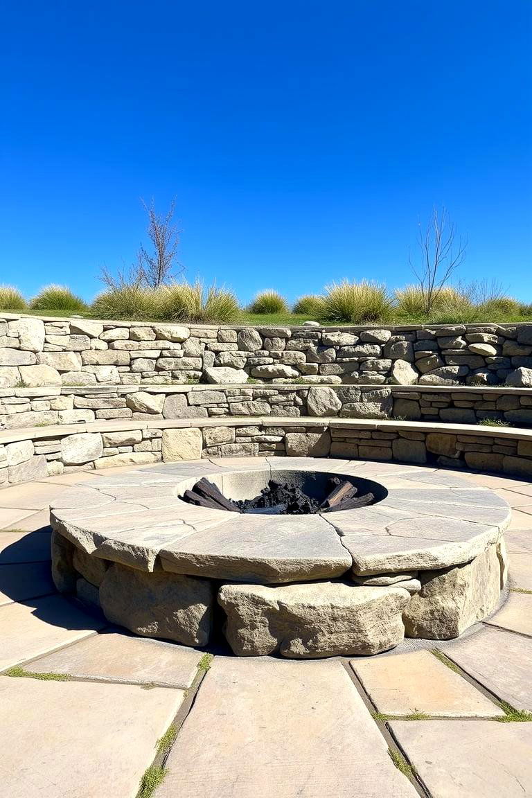 Elegant Flagstone Slab Fire Pit - 24 Rustic Fire Pit Ideas