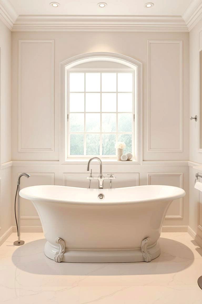 Elegant Freestanding Tub - 24 Beige and White Bathroom Ideas