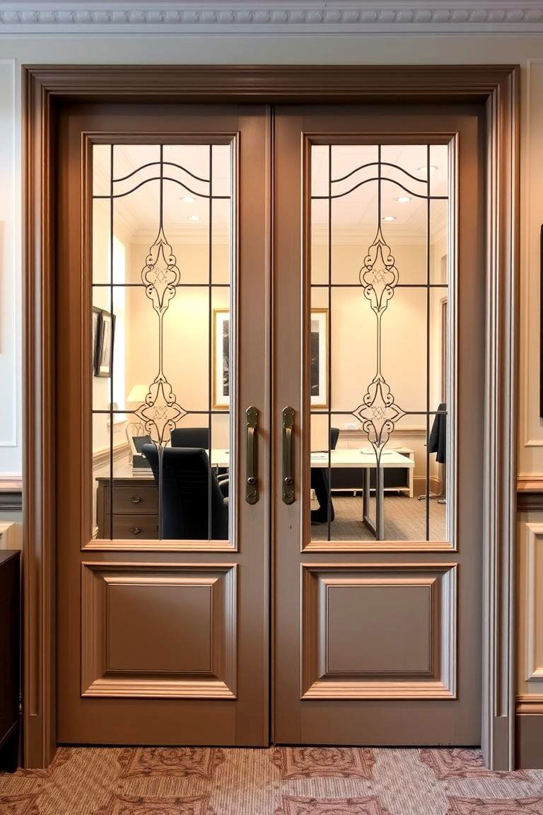 Elegant French Double Doors - 24 Home Office Door Ideas