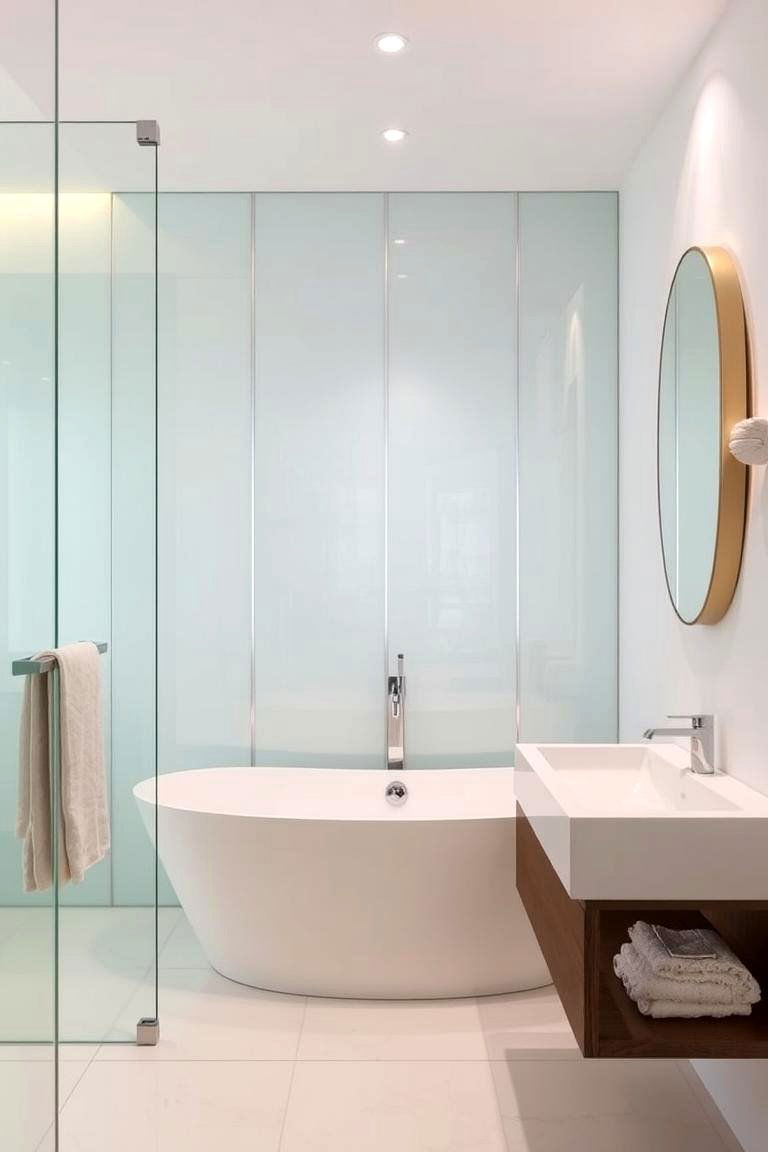 Elegant Glass Panels for a Sleek Look - 24 Bathroom Accent Wall Ideas