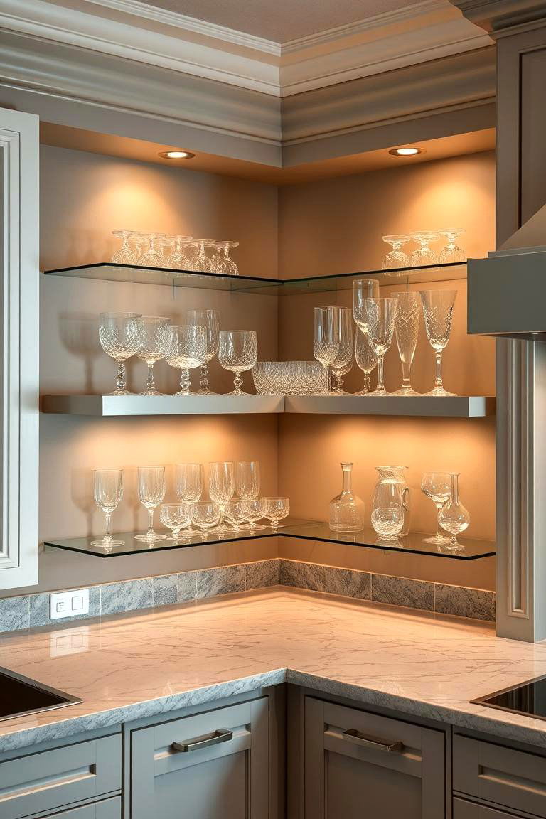 Elegant Glassware Display - 24 Kitchen Corner Ideas