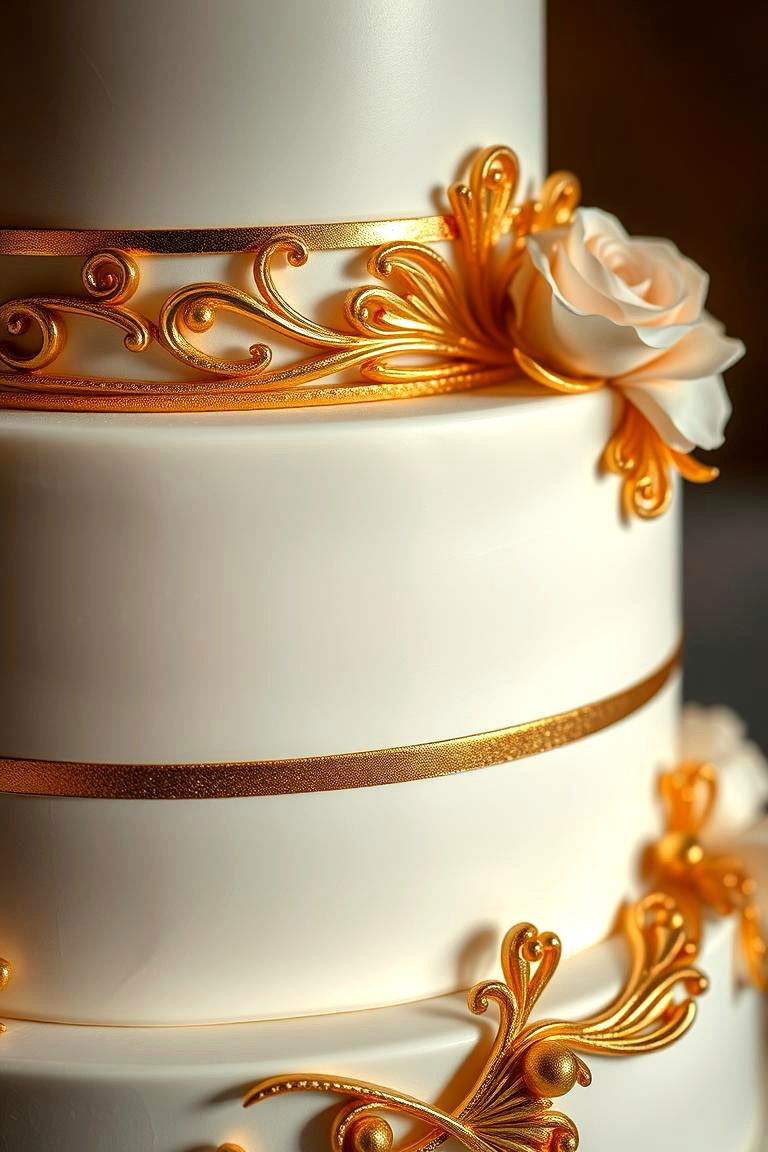 Elegant Gold Accents - 24 Small Wedding Cake Ideas