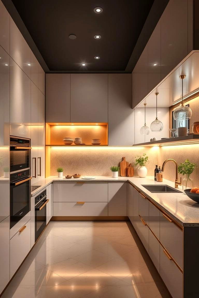 Elegant Gold Highlights for a Luxe Finish - 24 Kitchen With Colored Appliances Ideas