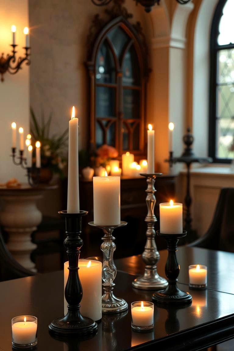 Elegant Gothic Candles - 24 Gothic Living Room Ideas
