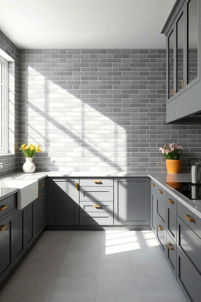 Elegant Gray Subway Tiles - 24 Gray and Black Kitchen Ideas