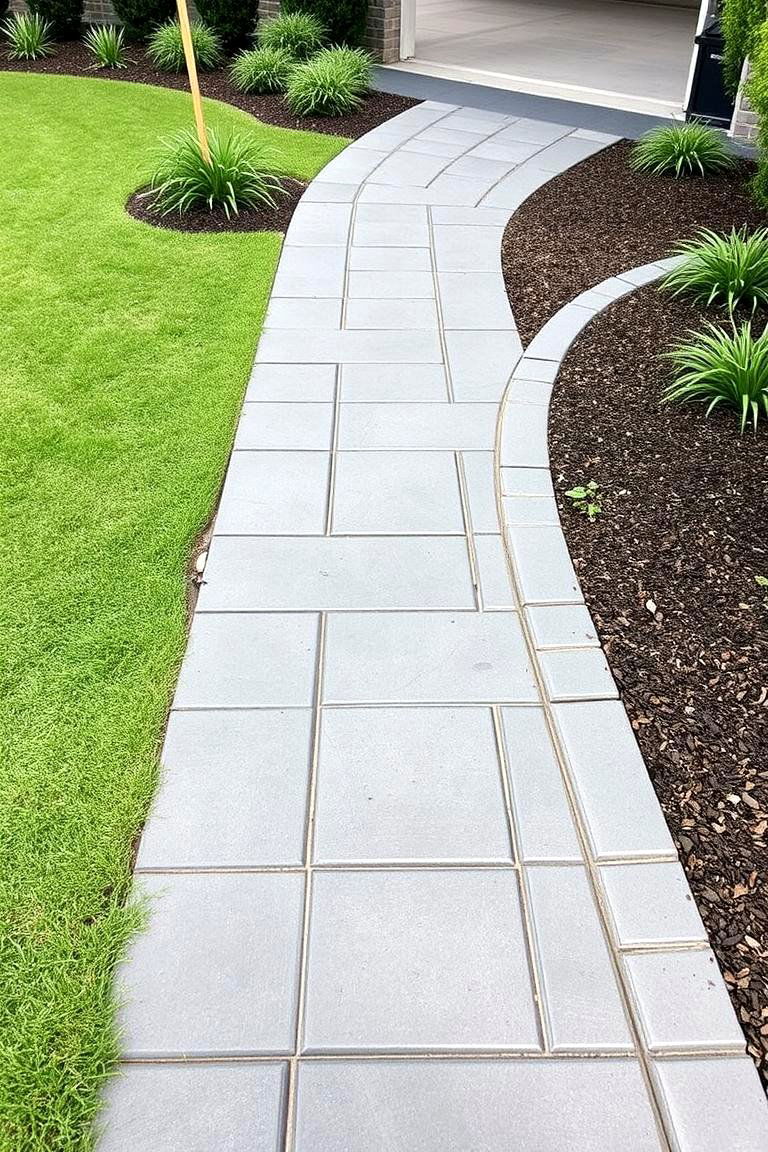 Elegant Grey Paver Path with Minimalist Landscaping - 24 Grey Paver Walkway Ideas