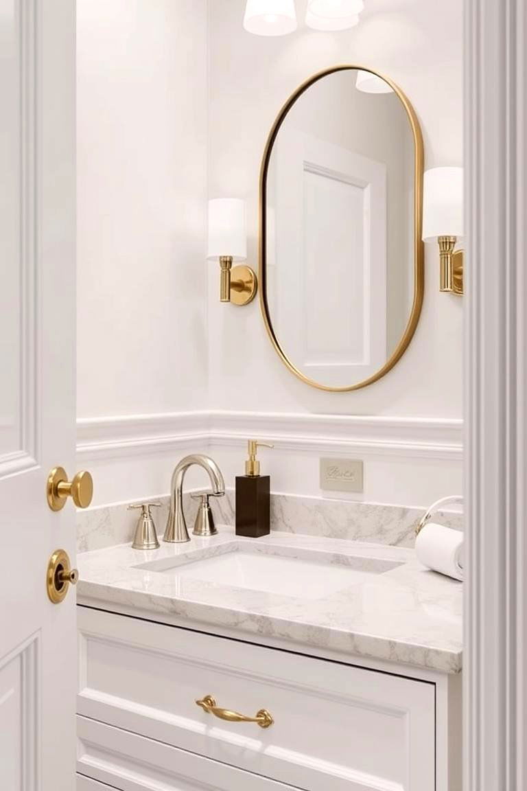 Elegant Hardware for a Polished Look - 24 Small Powder Room Ideas