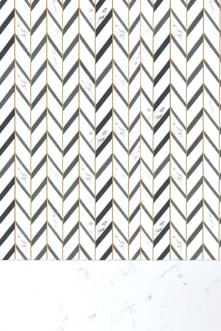 Elegant Herringbone Pattern - 24 Black and White Kitchen Backsplash Ideas
