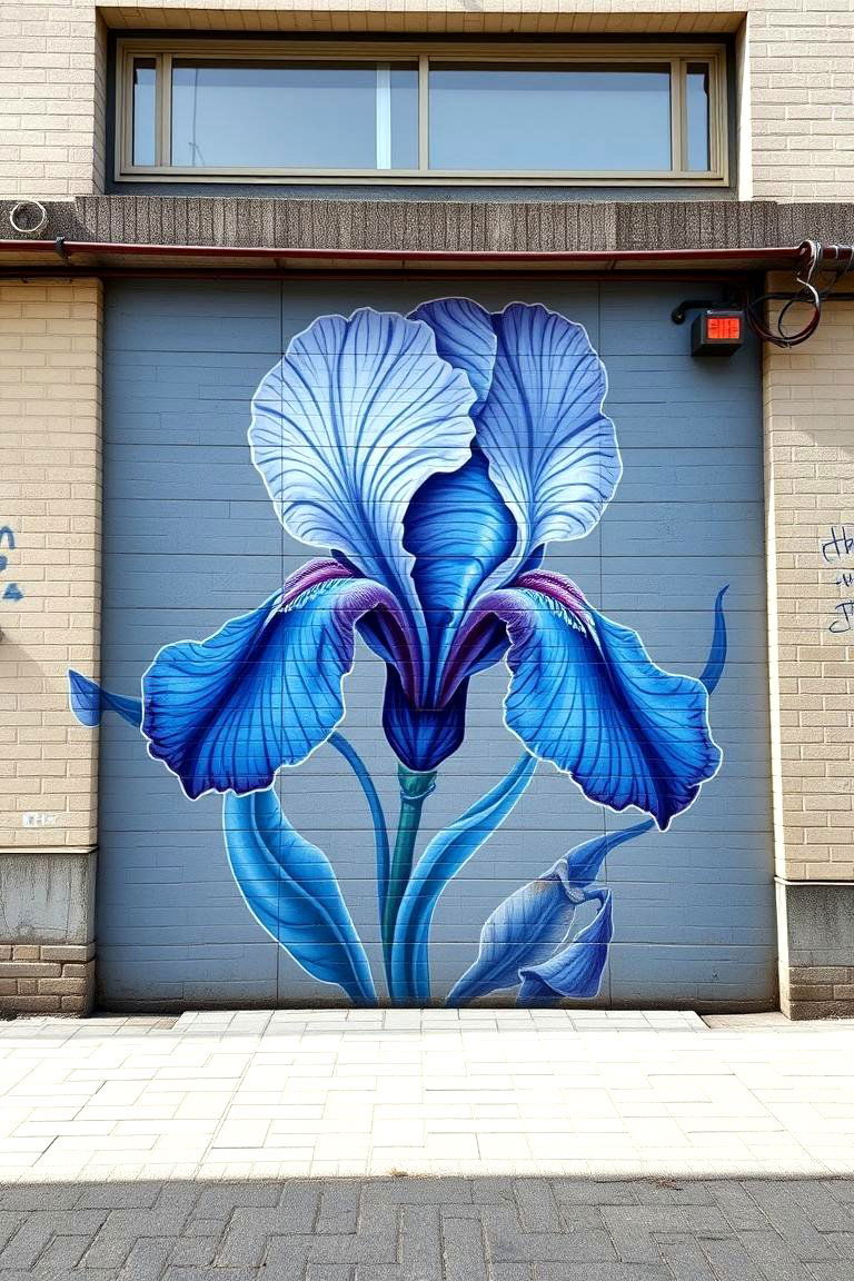 Elegant Iris Embrace - 24 Flower Murals on Buildings