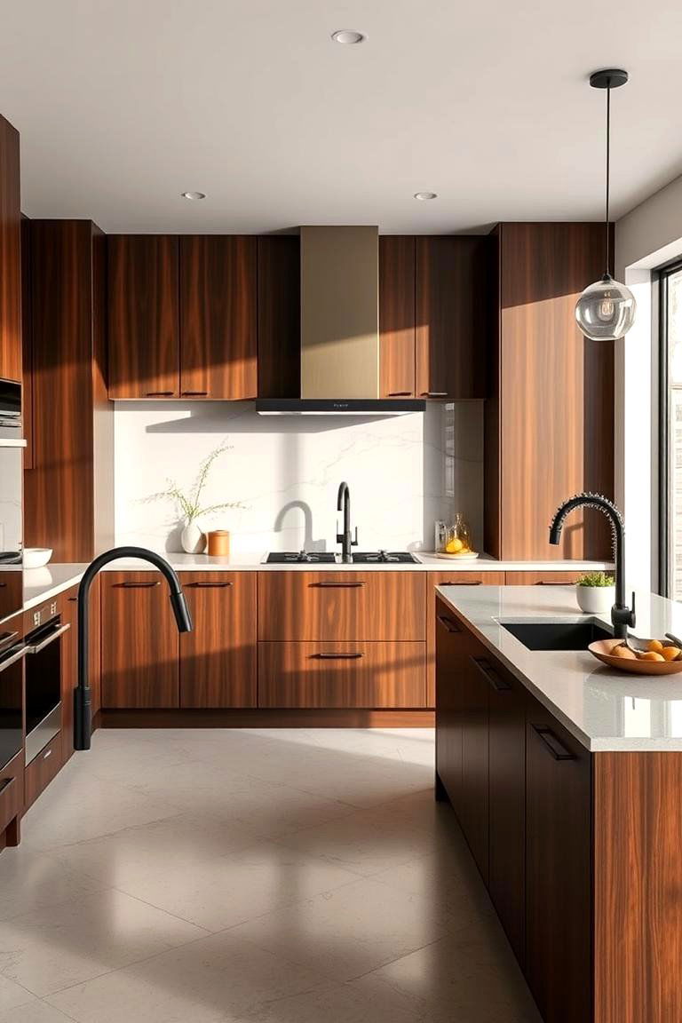 Elegant Kitchen with Black and Brown Detailing - 24 Black and Brown Interior Design Ideas