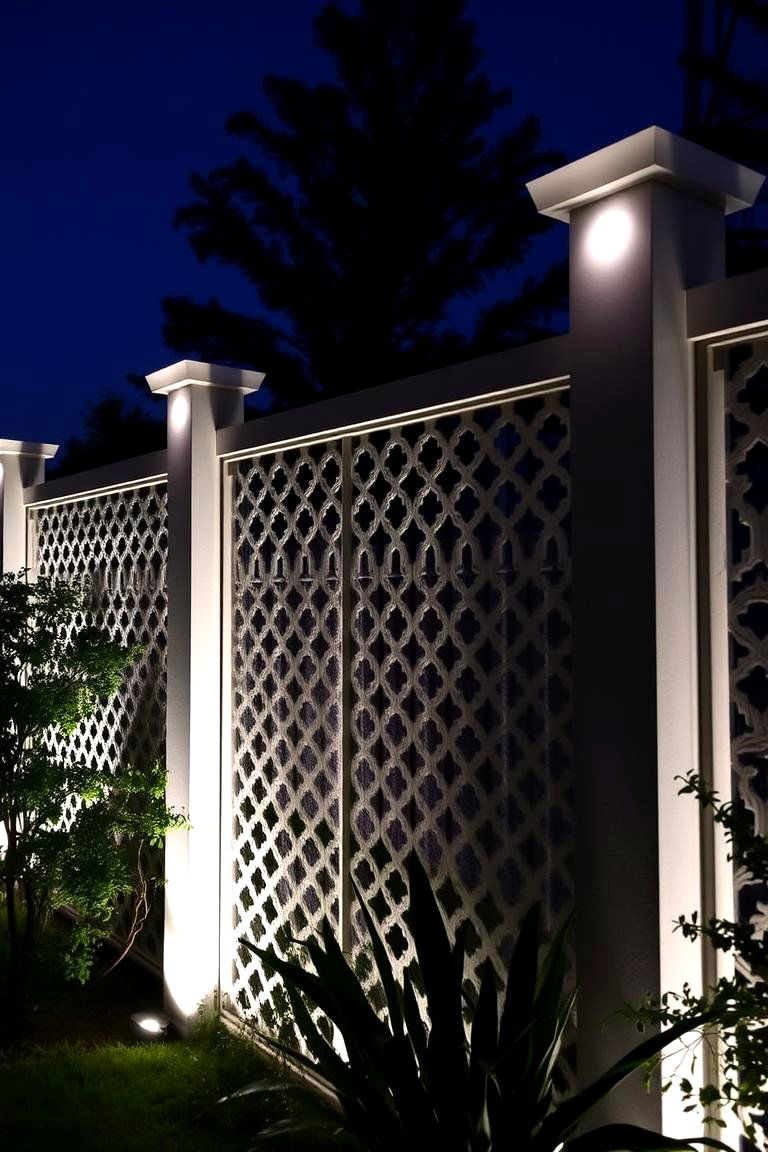 Elegant Lattice with LED Lighting - 24 Lattice Fence Ideas