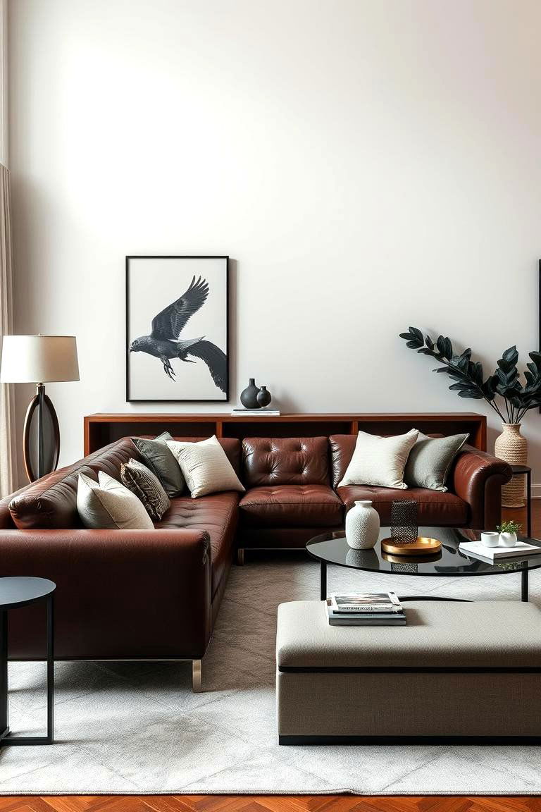 Elegant Leather Sofa Statement - 24 Pottery Barn Living Room Ideas