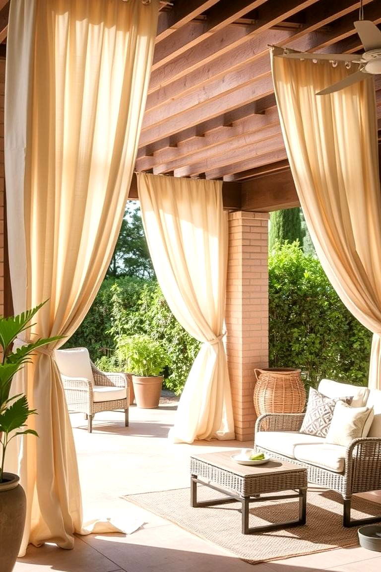 Elegant Linen Blend Outdoor Drapes - 24 Patio Curtain Ideas
