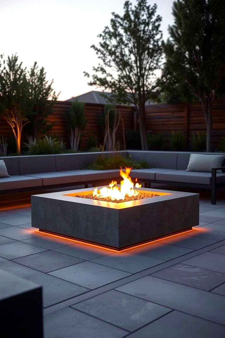Elegant Low Profile Concrete Fire Pit - 24 Concrete Paver Patio Fire Pit Ideas
