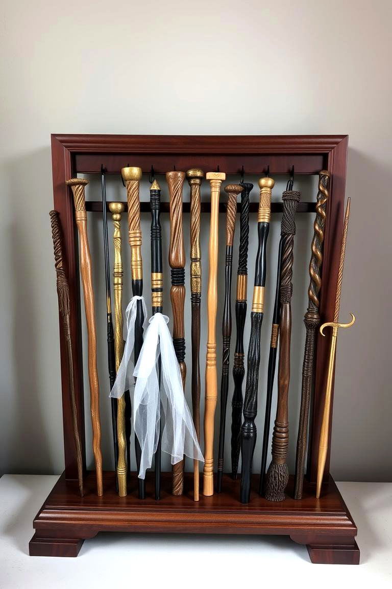 Elegant Magical Wand Display - 24 Harry Potter Decor Ideas