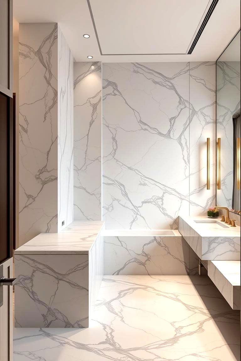 Elegant Marble Accents - 24 Office Bathroom Ideas