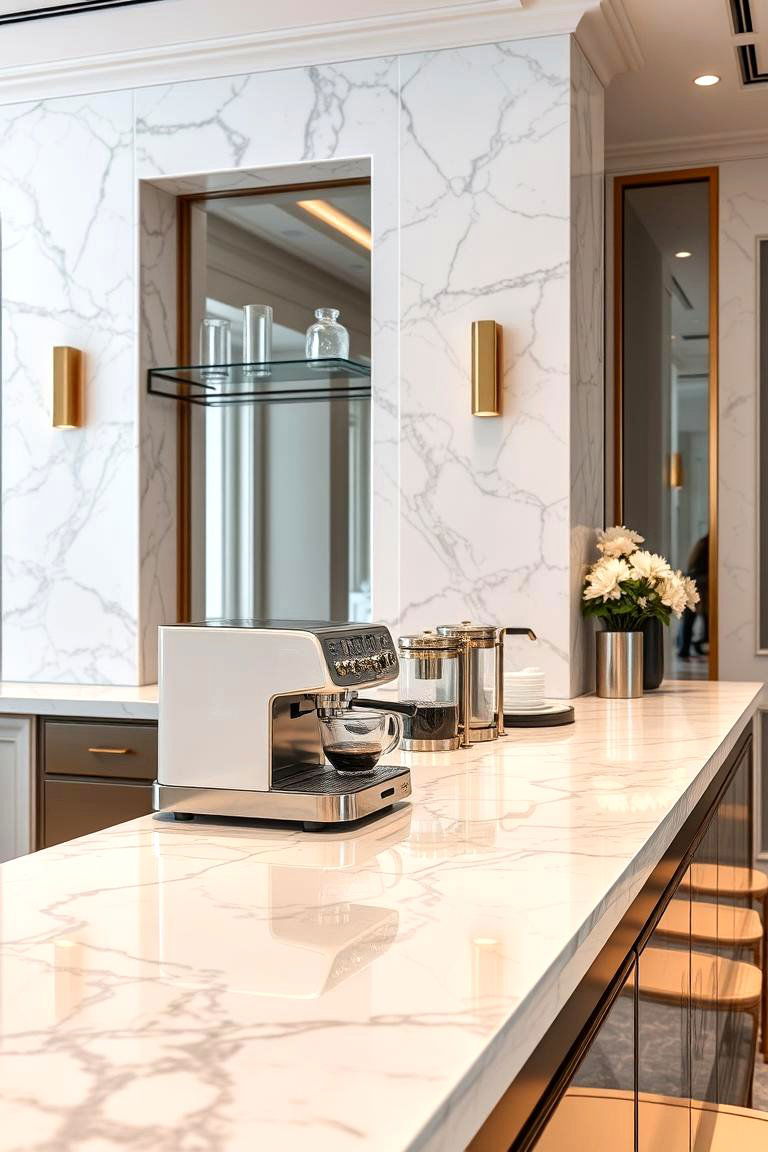 Elegant Marble Counter Coffee Station - 24 Coffee Station Ideas