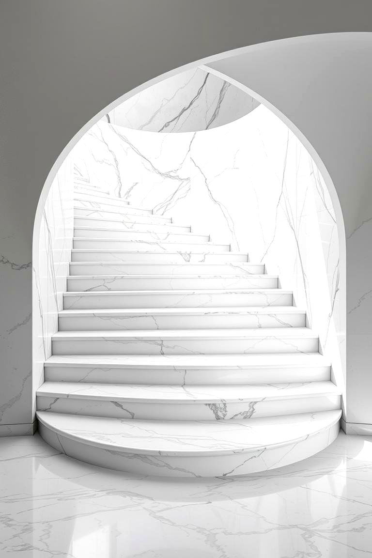 Elegant Marble Curved Staircase - 24 Curved Staircase Ideas