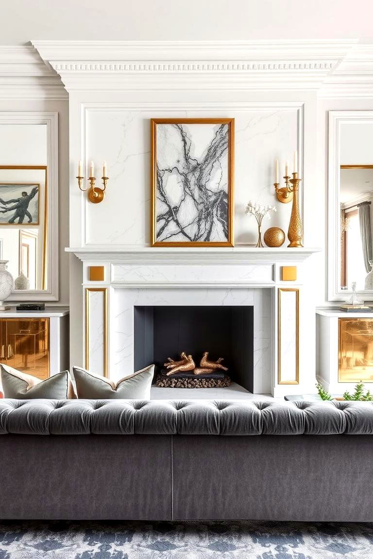 Elegant Marble Fireplace Surround - 24 Living Room Fireplace Ideas