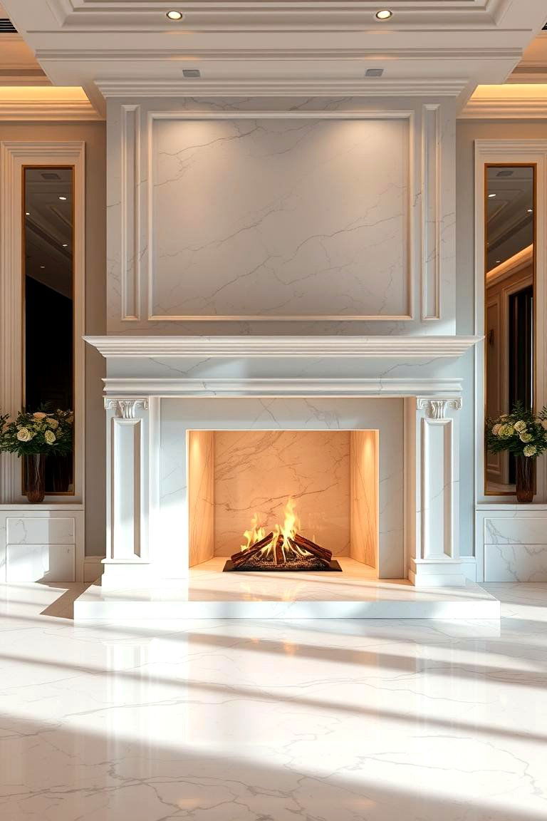 Elegant Marble Hearth - 24 Fireplace Hearth Ideas