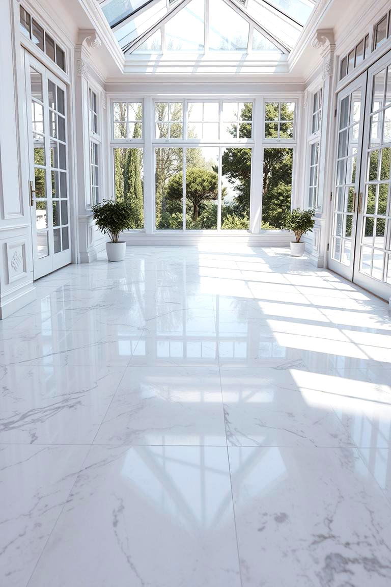 Elegant Marble Look - 24 Sunroom Tile Floor Ideas