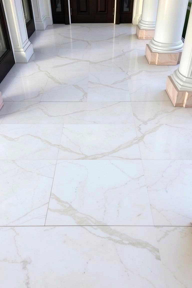 Elegant Marble Tile Design - 24 Front Porch Tile Ideas