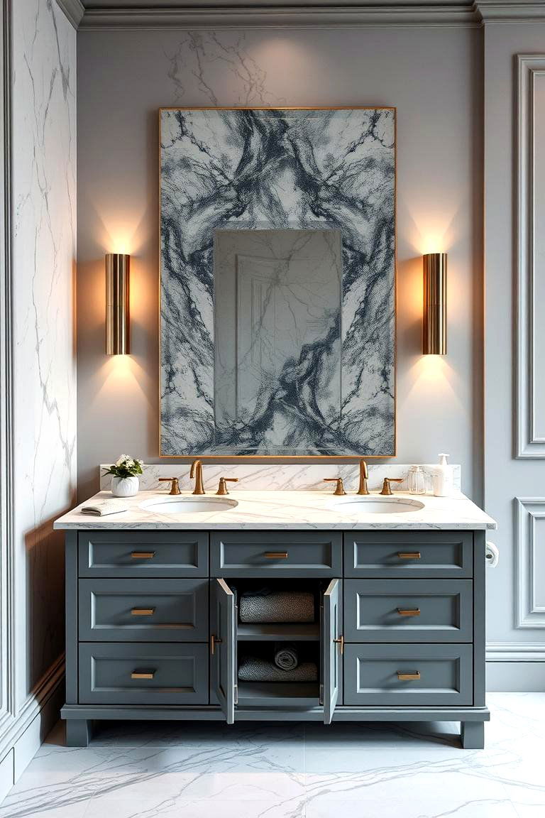 Elegant Marble Topped Grey Vanity - 24 Grey Bathroom Vanity Design Ideas