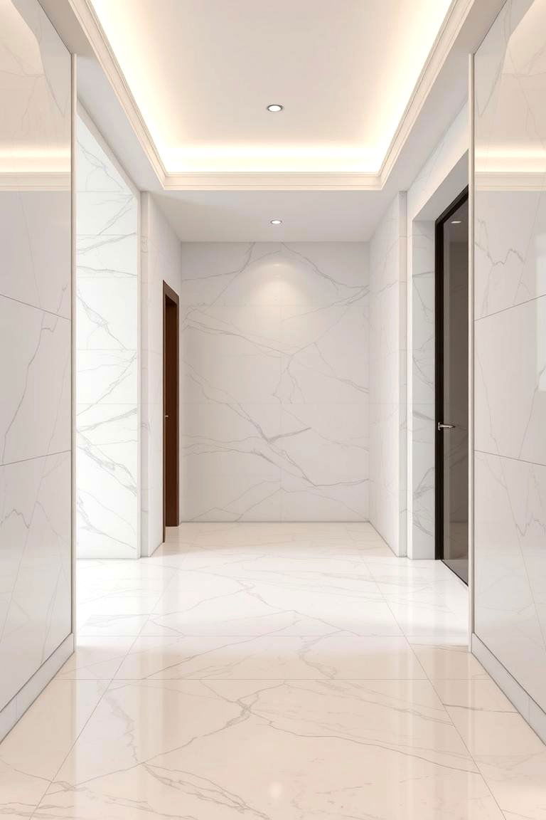 Elegant Marble look Tiles - 24 Small Entryway Tile Floor Ideas