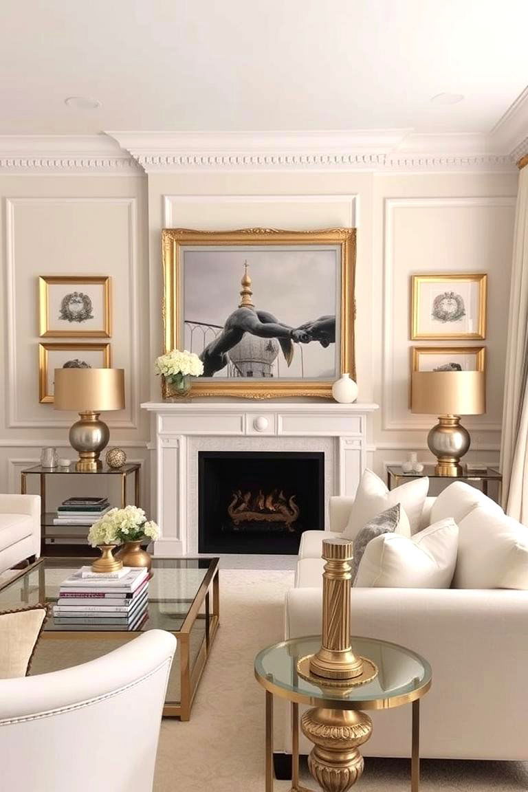 Elegant Metallic Accents - 24 Cream Living Room Ideas