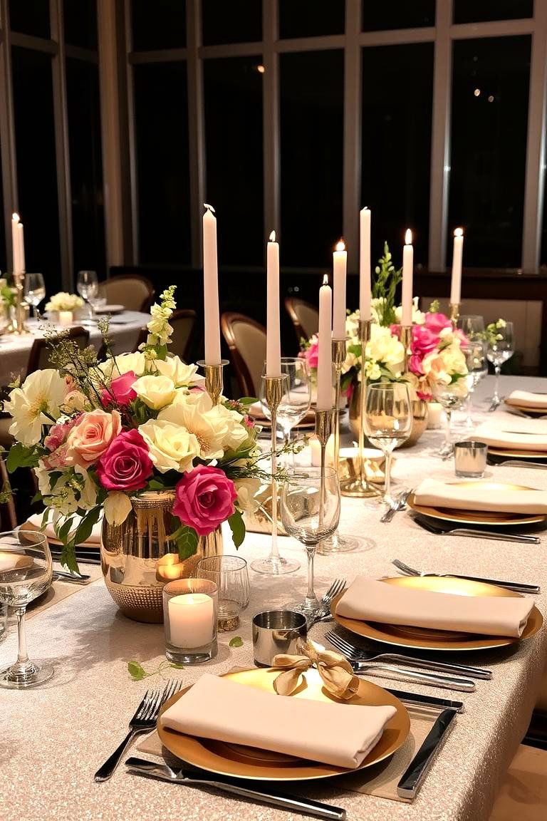 Elegant Metallic Accents - 24 Wedding Centerpiece Ideas