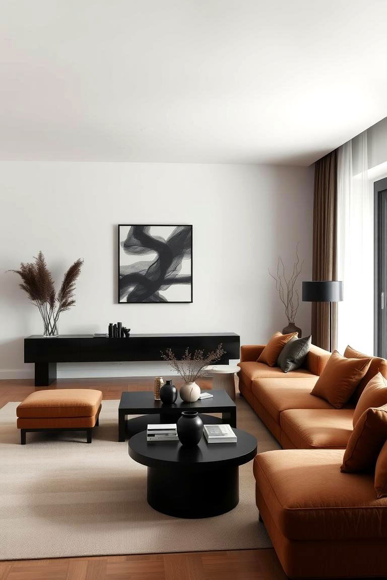 Elegant Minimalism Living Room - 24 Black and Brown Living Room Ideas