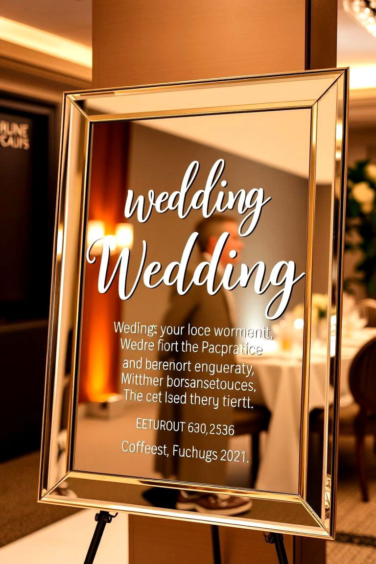 Elegant Mirror Reflection Sign - 24 Wedding Welcome Sign Ideas