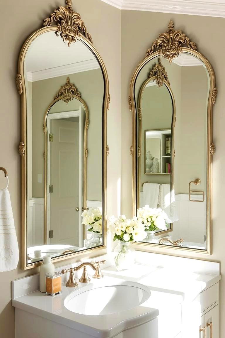 Elegant Mirror Selections - 24 Sage Green and Cream Bathroom Ideas