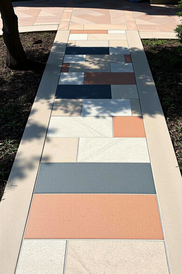 Elegant Monochrome Schemes - 24 Concrete Walkway Painting Ideas