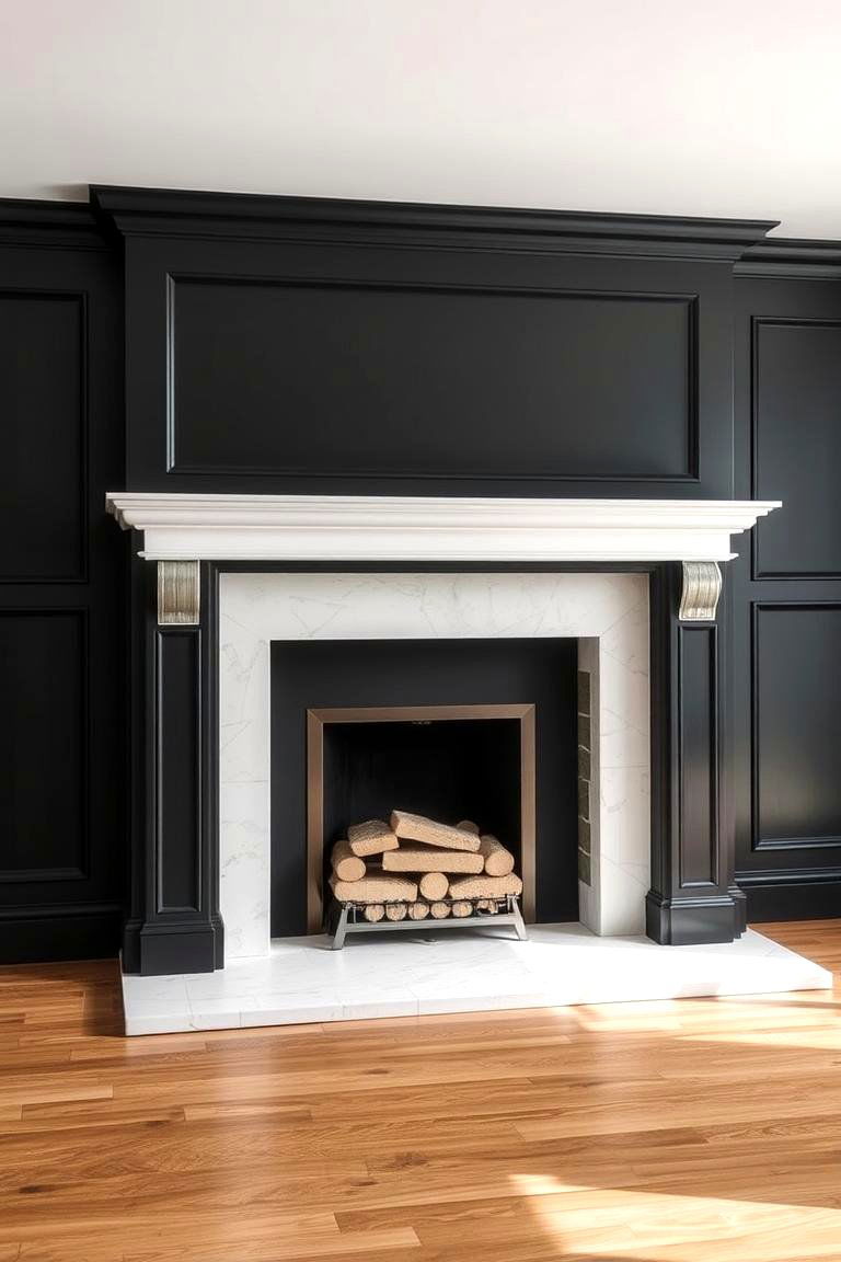 Elegant Monochrome Statement - 24 Black Shiplap Fireplace Ideas