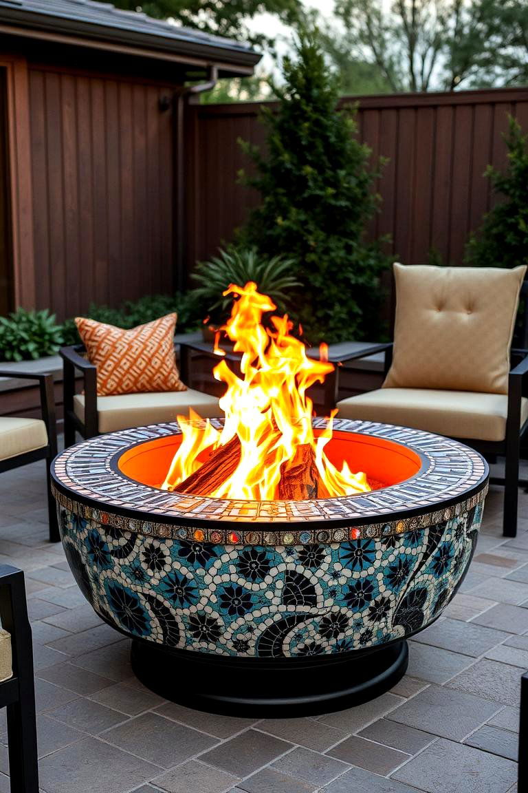 Elegant Mosaic Design Fire Pit - 24 Truck Rim Fire Pit Ideas