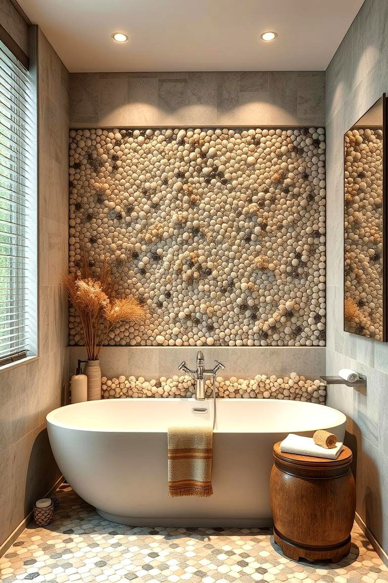 Elegant Mosaic Display - 24 Pebble Tile Bathroom Ideas