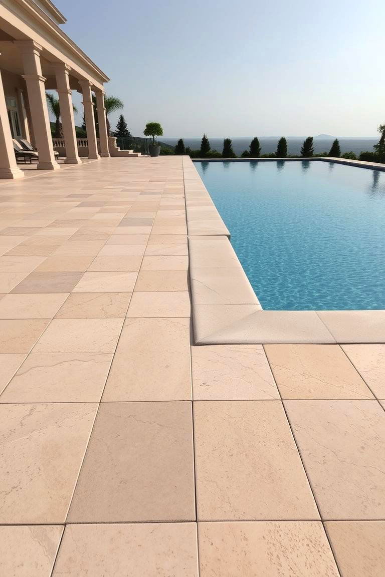 Elegant Natural Stone Pavers - 24 Pavers Around Pool Ideas