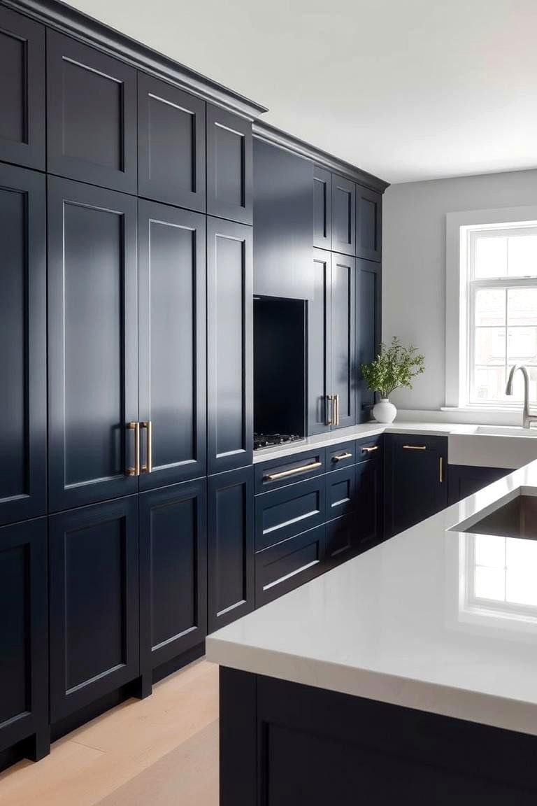 Elegant Navy Cabinetry - 24 Blue and White Kitchen Ideas