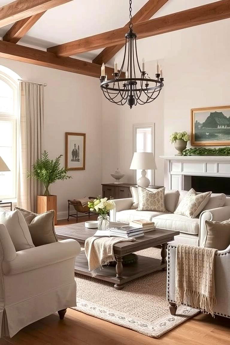 Elegant Neutral Country - 24 Country Living Room Ideas